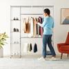 Amazon Basics Expandable Adjustable Metal Hanging Storage Organizer Rack Wardrobe with Shelves, 57-80 x 14 x 72 inches (LxWxH), Chrome view 2