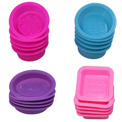 20 Pcs Silicone Soap Making Molds, Square Round Oval Shaped, FineGood Soft Cupcake Muffin Baking Pan for DIY Homemade Craft, Food Grade - Pink, Blue, Rose Red, Purple