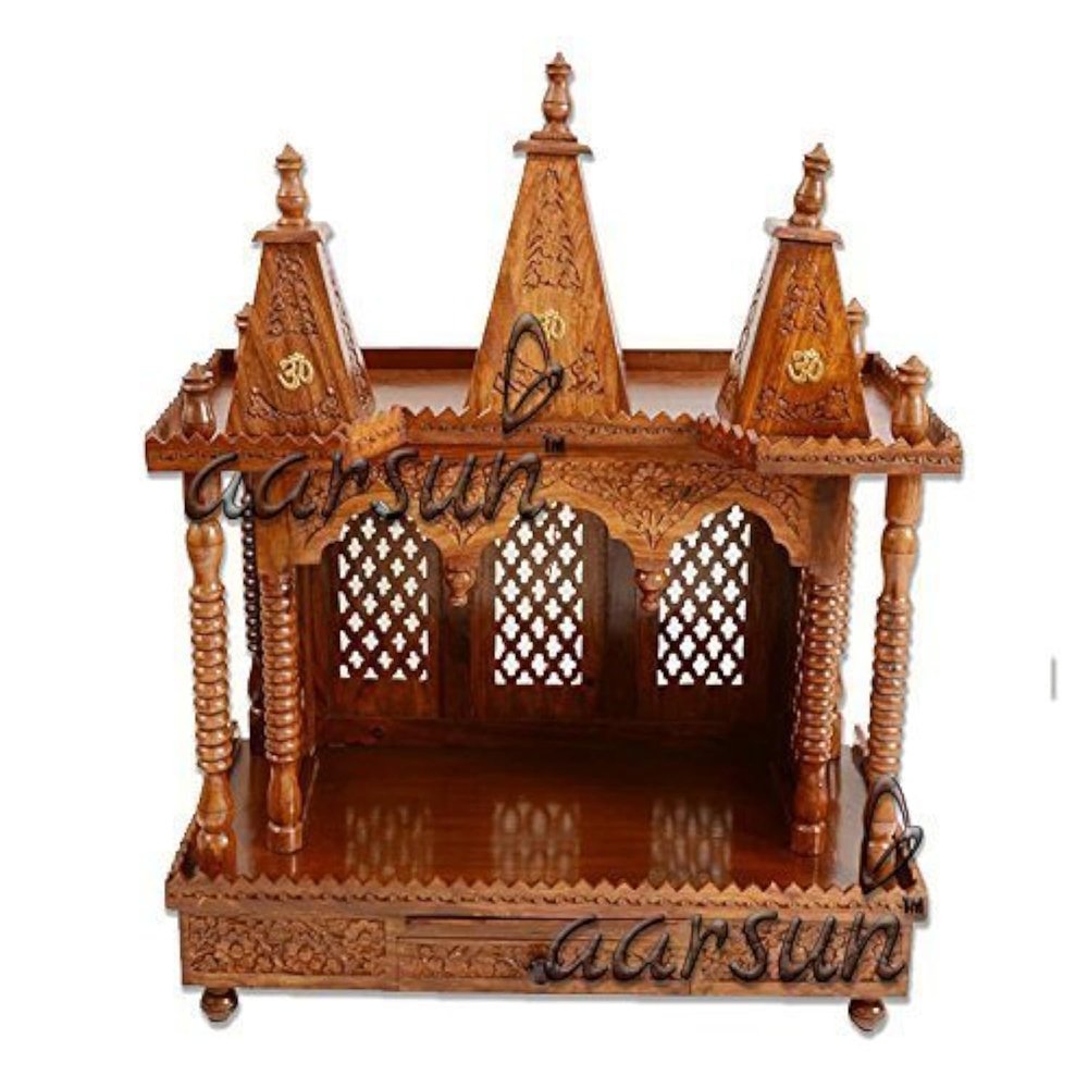 Aarsun Wooden Temple Folding Home Mandir Open Floor Standing DIY