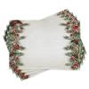 Ambesonne Christmas Place Mats Set of 4, New Year's Eve Tree Branch Border with Berry Ribbons Gingerbread Man, Washable Fabric Placemats for Dining Table, Standard Size, Brown view 1