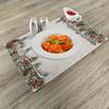 Ambesonne Christmas Place Mats Set of 4, New Year's Eve Tree Branch Border with Berry Ribbons Gingerbread Man, Washable Fabric Placemats for Dining Table, Standard Size, Brown view 2