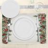 Ambesonne Christmas Place Mats Set of 4, New Year's Eve Tree Branch Border with Berry Ribbons Gingerbread Man, Washable Fabric Placemats for Dining Table, Standard Size, Brown view 3