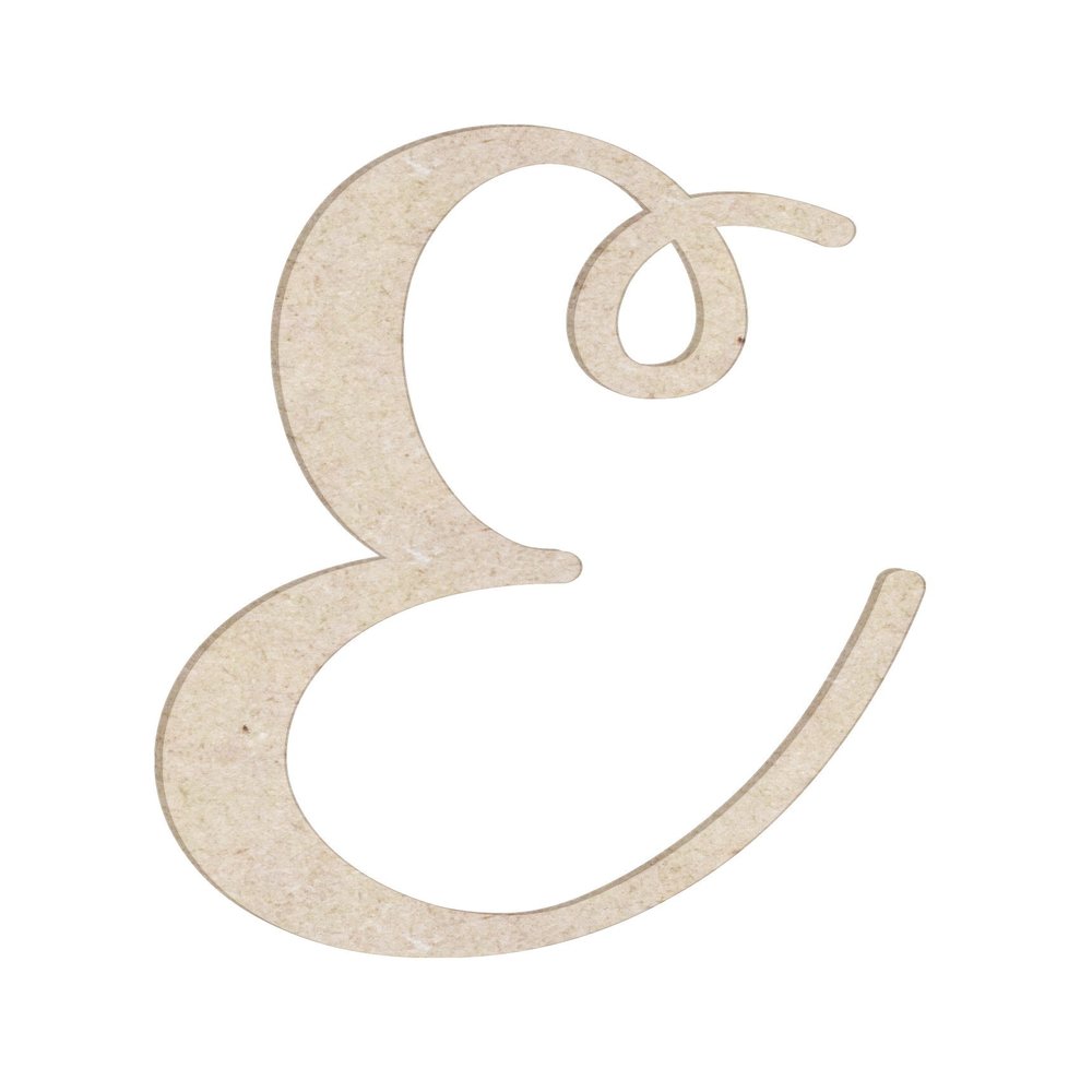 20" Watermelon Curl Script Unfinished Wood Initial Monogram Letter E (Sizes 12"-30")
