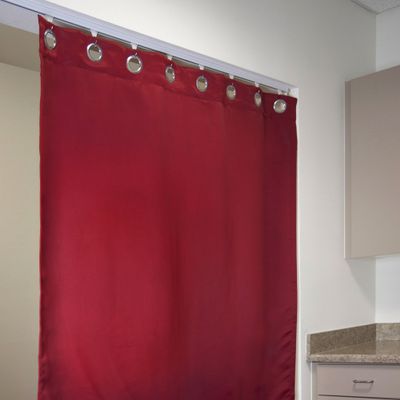 A&F Rod Dcor Room Divider Ceiling Track with Curtain Set - for Spaces 9ft Height x 30ft - 36ft Wide, Red