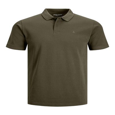 JACK & JONES Male T-Shirt Plain Polo T-Shirt, Olive Night, XX-Large