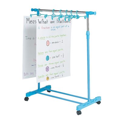 Fun Express Anchor Chart Storage Rack - Includes 12 Hangers - Blue - Plastic with Metal Bars - 35 1/2'' x 17'' x 41'' - Classroom Use
