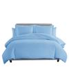 8 Pieces 100% Cotton Solid Blue Full Goose Down Bed in a Bag Set Including 600TC Sheet Set + 600TC Duvet Cover Set+ All Season Striped Goose Down Comforter 600 Fill Power view 1