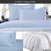 8 Pieces 100% Cotton Solid Blue Full Goose Down Bed in a Bag Set Including 600TC Sheet Set + 600TC Duvet Cover Set+ All Season Striped Goose Down Comforter 600 Fill Power view 2