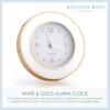 Addison Ross White and Gold Plated Silent Alarm Clock with Enamel Finish, Sweep Movement, Glow in The Dark Hands, Elegant Bedside Table Decor view 2