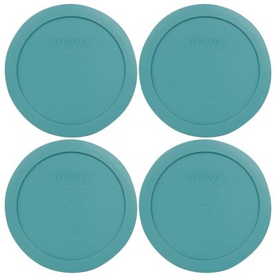 Pyrex 7201-PC 4 Cup Turquoise Food Storage Replacement Lid (4-Pack) - Made in USA