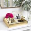 Kate and Laurel Lipton Decorative Mirror Tray with Polished Metal Handles, Gold view 4