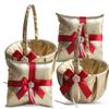 Alex Emotions Gold & RED Wedding Ring Bearer Pillow and Flower Girl Basket Set  Satin & Ribbons  Pairs Well with Most Dresses & Themes  Splendour Every Wedding Deserves view 1