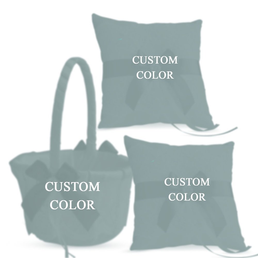 Alex Emotions Custom Color Wedding Ring Bearer Pillow and Flower Girl Basket Set  Satin &Ribbons  Pairs Well with Most Dresses & Themes  Splendour Every Wedding Deserves