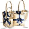 Alex Emotions Gold & Navy Blue Wedding Ring Bearer Pillow and Flower Girl Basket Set  Satin & Ribbons  Pairs Well with Most Dresses & Themes  Splendour Every Wedding Deserves view 1