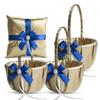 Alex Emotions Gold & Royal Blue Wedding Ring Bearer Pillow and Flower Girl Basket Set  Satin & Ribbons  Pairs Well with Most Dresses & Themes  Splendour Every Wedding Deserves view 1