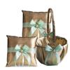 Alex Emotions Gold & Mint Wedding Ring Bearer Pillow and Flower Girl Basket Set  Satin & Ribbons  Pairs Well with Most Dresses & Themes  Splendour Every Wedding Deserves view 1