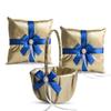 Alex Emotions Gold & Royal Blue Wedding Ring Bearer Pillow and Flower Girl Basket Set  Satin & Ribbons  Pairs Well with Most Dresses & Themes  Splendour Every Wedding Deserves view 1
