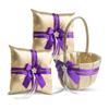 Alex Emotions Gold & Purple Jewel Wedding Ring Bearer Pillow and Flower Girl Basket Set  Satin & Ribbons  Pairs Well with Most Dresses & Themes  Splendour Every Wedding Deserves view 1