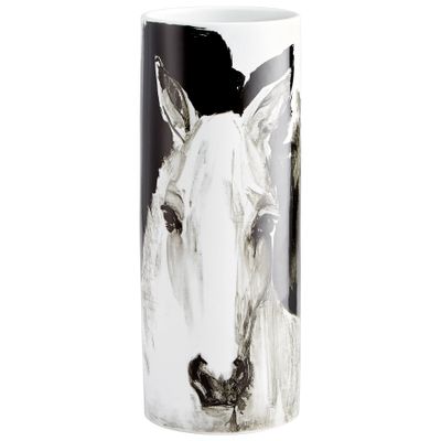 Cyan Design Spirit Vase Vases & Planters, 7" Dia x 18" H, Black/White
