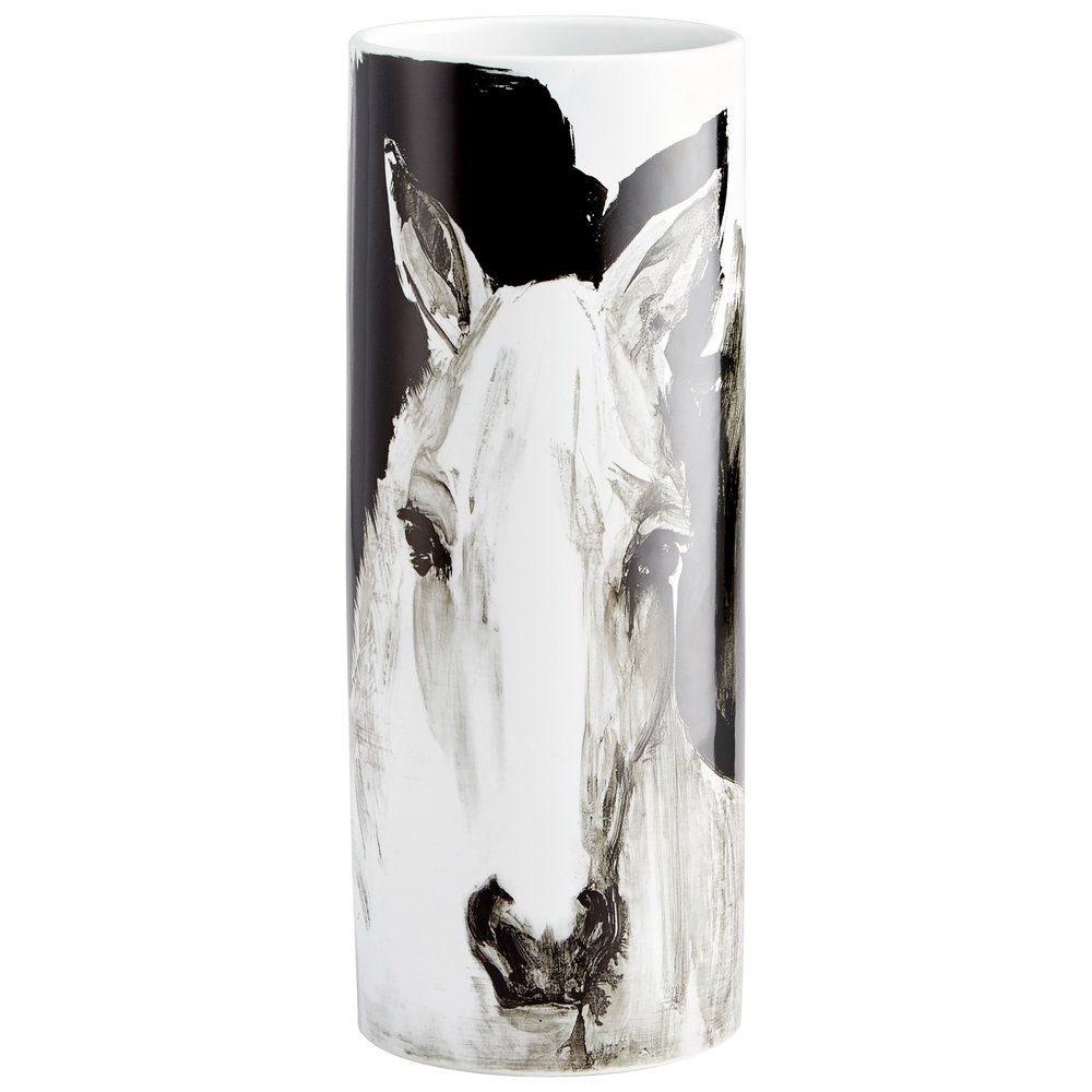 Cyan Design Spirit Vase Vases & Planters, 7" Dia x 18" H, Black/White