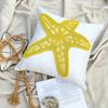 The HomeCentric Custom Pillow Case, Toss Pillow Covers, Pillow Covers 14x14 inch (35x35 cm) Yellow, Cotton Throw Pillow Covers, Handmade Pillow Covers, Beach, Sea Creatures Easter - Yellow Starfish view 2