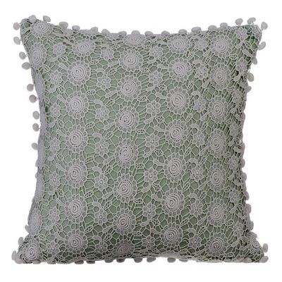The HomeCentric Throw Pillow Cover, Pillows, Pillow Covers 14x14 inch (35x35 cm) Green, Cotton Throw Pillow Covers, Handmade Pillow Covers, Contemporary, French Toile Easter - Crochet Rose