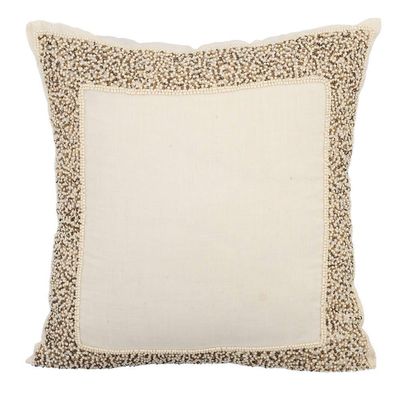 The HomeCentric Cushion Cover for Couch, Pillow Covers 14x14 inch (35x35 cm) Ivory, Cotton Throw Pillow Covers, Handmade Pillow Covers, Pillowcase with Bordered, Traditional Easter - Pearl Glitter