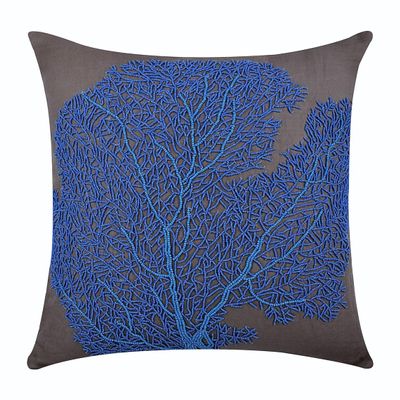 The HomeCentric Pillow Cases, Toss Pillow Covers, Decorative Pillow Covers 14x14 inch (35x35 cm) Blue, Cotton Throw Pillow Covers, Handmade Pillow Covers, Beach, Sea Creatures - Royal Blue Sea Weeds