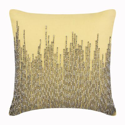 The HomeCentric Chair Cushion Cover, Toss Pillow Covers, Pillow Covers 14x14 inch (35x35 cm) Yellow, Cotton Throw Pillow Covers, Handmade Pillow Covers, Modern, Abstract - Linen Yellow Heights