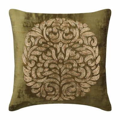 The HomeCentric Cushion Cover Sofa, Toss Pillow Covers, Pillow Covers 14x14 inch (35x35 cm) Green, Velvet Throw Pillow Covers, Handmade Pillow Covers, Contemporary, Abstract - Circle of Peace