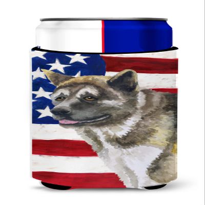 Caroline's Treasures BB9669MUK American Akita Patriotic Decorative Can Hugger Multicolor, Slim Can