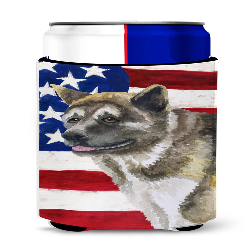 Caroline's Treasures BB9669MUK American Akita Patriotic Decorative Can Hugger Multicolor, Slim Can