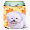 Caroline's Treasures BB9909TBC Bichon Frise Fall Tall Boy Hugger, Yellow Can Cooler Sleeve Hugger Machine Washable Drink Sleeve Hugger Collapsible Insulator Beverage Insulated Holder view 1