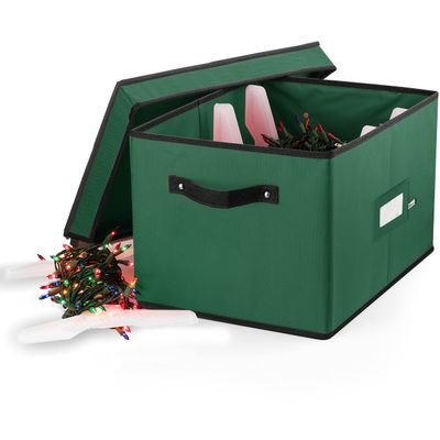 ZOBER Christmas Light Storage Reels - Christmas Light Organizer With 4 Plastic Wheels - Fits 200 Mini Lights Per Spool, Lights Storage - Strong & Durable Material - Stitched Reinforced Handles - Green