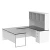 Bestar Pro-Concept Plus U-Shaped Executive Desk with Pedestal and Frosted Glass Doors Hutch, White/Deep Grey view 4