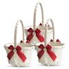 Alex Emotions Ivory Ring Bearer Pillow and Basket Set | Lace Collection | Flower Girl & Welcome Basket for Guest | Handmade Wedding Baskets & Pillows (RED) view 1