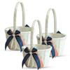 Alex Emotions Ivory Ring Bearer Pillow and Basket Set | Lace Collection | Flower Girl & Welcome Basket for Guest | Handmade Wedding Baskets & Pillows (Navy Rose Gold) view 1