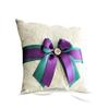 Alex Emotions Ivory Ring Bearer Pillow and Basket Set | Lace Collection | Flower Girl & Welcome Basket for Guest | Handmade Wedding Baskets & Pillows (Teal Purple) view 2