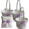Alex Emotions Ivory Ring Bearer Pillow and Basket Set | Lace Collection | Flower Girl & Welcome Basket for Guest | Handmade Wedding Baskets & Pillows (Violet Lilac Lavender) view 1