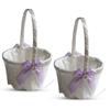 Alex Emotions Ivory Ring Bearer Pillow and Basket Set | Lace Collection | Flower Girl & Welcome Basket for Guest | Handmade Wedding Baskets & Pillows (Violet Lilac Lavender) view 1