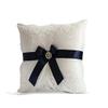 Alex Emotions Ivory Ring Bearer Pillow and Basket Set | Lace Collection | Flower Girl & Welcome Basket for Guest | Handmade Wedding Baskets & Pillows (Navy Blue) view 2
