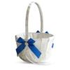 Alex Emotions Ivory Ring Bearer Pillow and Basket Set | Lace Collection | Flower Girl & Welcome Basket for Guest | Handmade Wedding Baskets & Pillows (Royal Blue) view 3