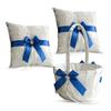 Alex Emotions Ivory Ring Bearer Pillow and Basket Set | Lace Collection | Flower Girl & Welcome Basket for Guest | Handmade Wedding Baskets & Pillows (Royal Blue) view 1