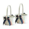 Alex Emotions Ivory Ring Bearer Pillow and Basket Set | Lace Collection | Flower Girl & Welcome Basket for Guest | Handmade Wedding Baskets & Pillows (Navy Rose Gold) view 1