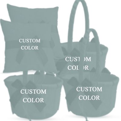 Alex Emotions Ivory Ring Bearer Pillow and Basket Set | Lace Collection | Flower Girl & Welcome Basket for Guest | Handmade Wedding Baskets & Pillows (Custom Color)