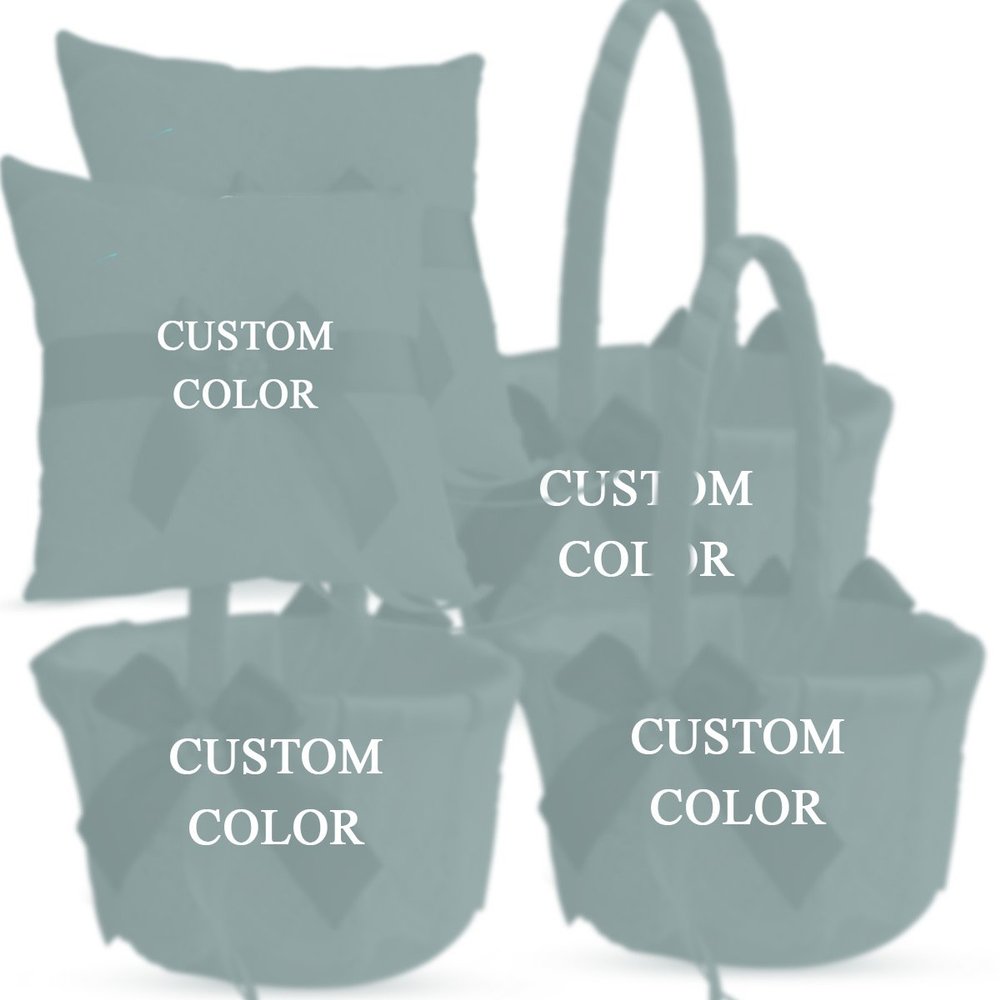 Alex Emotions Ivory Ring Bearer Pillow and Basket Set | Lace Collection | Flower Girl & Welcome Basket for Guest | Handmade Wedding Baskets & Pillows (Custom Color)