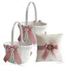 Alex Emotions Ivory Ring Bearer Pillow and Basket Set | Lace Collection | Flower Girl & Welcome Basket for Guest | Handmade Wedding Baskets & Pillows (Mauve) view 1