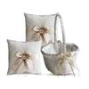 Alex Emotions Ivory Ring Bearer Pillow and Basket Set | Lace Collection | Flower Girl & Welcome Basket for Guest | Handmade Wedding Baskets & Pillows (Champagne) view 1