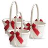 Alex Emotions Ivory Ring Bearer Pillow and Basket Set | Lace Collection | Flower Girl & Welcome Basket for Guest | Handmade Wedding Baskets & Pillows (Scarlet RED) view 1