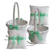 Alex Emotions Ivory Ring Bearer Pillow and Basket Set | Lace Collection | Flower Girl & Welcome Basket for Guest | Handmade Wedding Baskets & Pillows (Apple Green) view 1